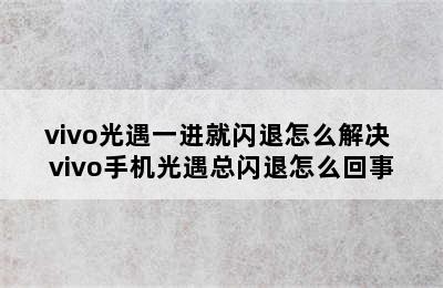 vivo光遇一进就闪退怎么解决 vivo手机光遇总闪退怎么回事